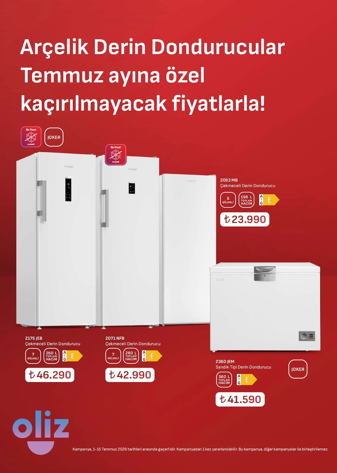 Arçelik - Kampanyalı Ürünler 01 - 15 Temmuz 2026 - Arçelik